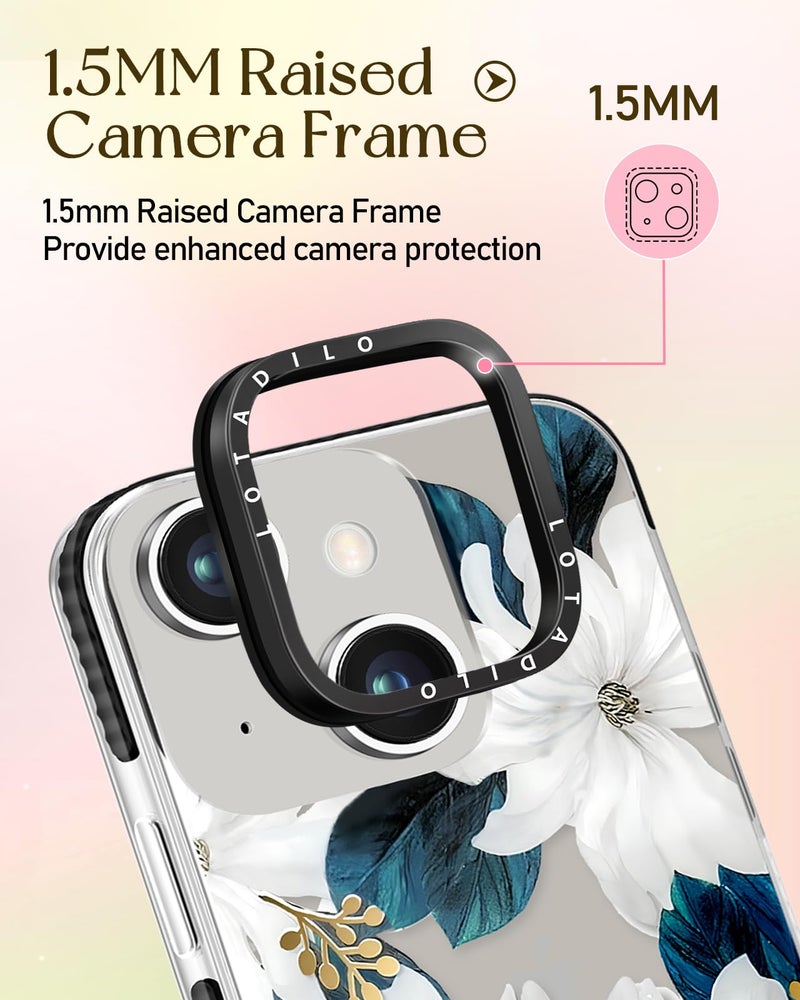 Lotadilo for iPhone 15 Case for Women - Girls Kawaii Design Compatible with Magsafe Magnetic Ring Holder Stand Blue Flower Phone Covers Aesthetic Girly TPU Funda for 15 - Image 3