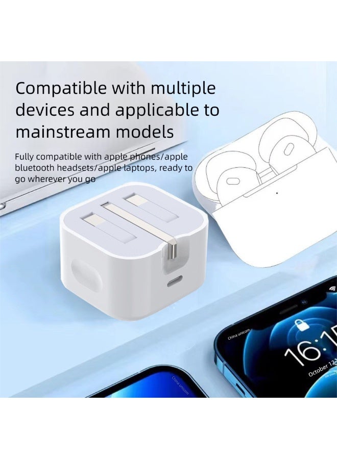 iPhone 20W fast charger |USB C wall fast charger adapter with 1m USB C to Lightning cable - Image 3