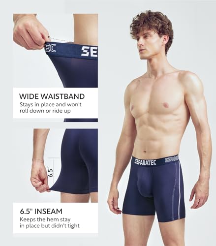 Separatec Mens Underwear Dual Pouch Boxer Briefs Moisture Wicking & Breathable ComfortSoft Underwear with Fly 3 or 6 Pack(L,Navy Blue/Olive Green/Maroon) - Image 5