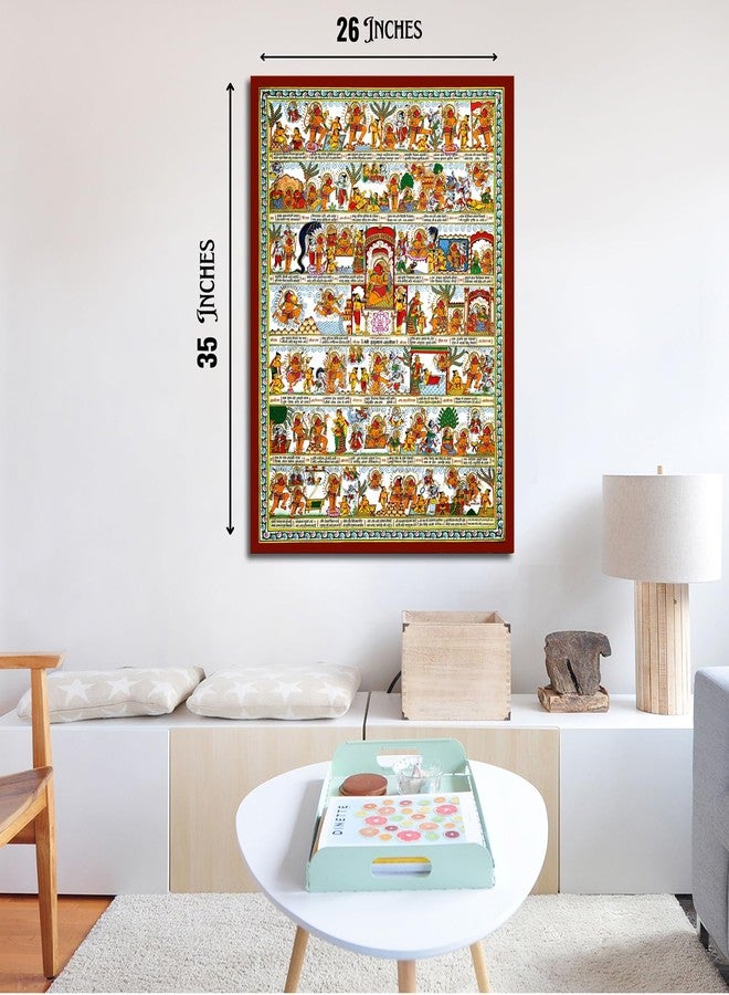 Sikhash لوحة جدارية معلقة من قماش سيكاش هانومان تشاليسا (متعددة الألوان، 35 × 26 بوصة) ديكور ديني للجدران لغرفة الصلاة/المنزل/المكتب/غرفة المعيشة/المعبد | رحلة هانومان | تصحيح خلل فاستو - Image 5