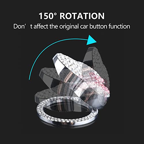Pangpai Car Cute Push to Start Button Cover Accessories, Bling Crystal Car Engine Start Stop Button Cover, Red Car Decoration Interior Decal for Women Girl - Image 3