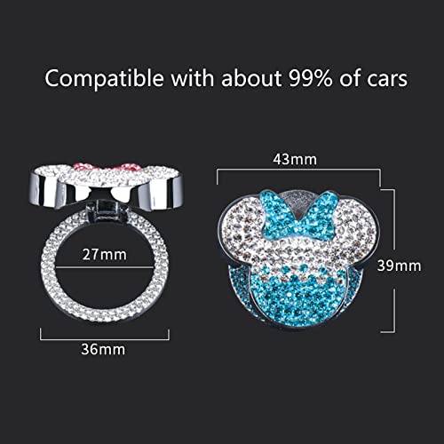 Pangpai Car Cute Push to Start Button Cover Accessories, Bling Crystal Car Engine Start Stop Button Cover, Red Car Decoration Interior Decal for Women Girl - Image 2