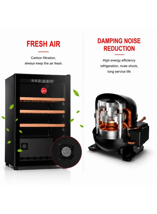 HOOVER 165L Single Door Beverage Cooler with LED Light, Wooden Shelf, Adjustable Thermostat, 2 Legs & 2 Wheels, Glass Door, One Year Warranty, Black - HBC-K165-B 165 L 90 W HBC-K165-B Black - Image 4