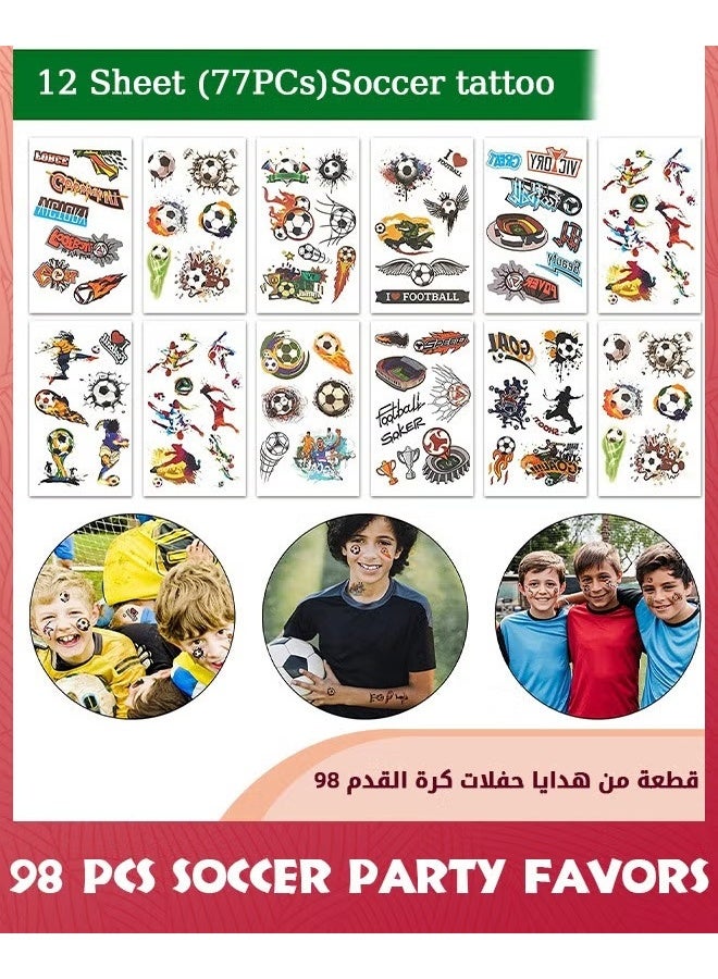 EETU 98 Pcs Soccer Party Favors Set,Football Slap Bracelet Stickers Silicone Ring Keychain Tattoo Stickers Whistle Soccer Kits,Sports Party Favors For Boys Girls,Birthday Goodie Gifts Bags Decor - Image 4