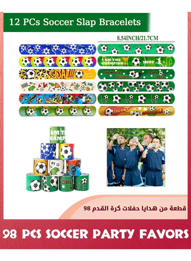 EETU 98 Pcs Soccer Party Favors Set,Football Slap Bracelet Stickers Silicone Ring Keychain Tattoo Stickers Whistle Soccer Kits,Sports Party Favors For Boys Girls,Birthday Goodie Gifts Bags Decor - Image 2