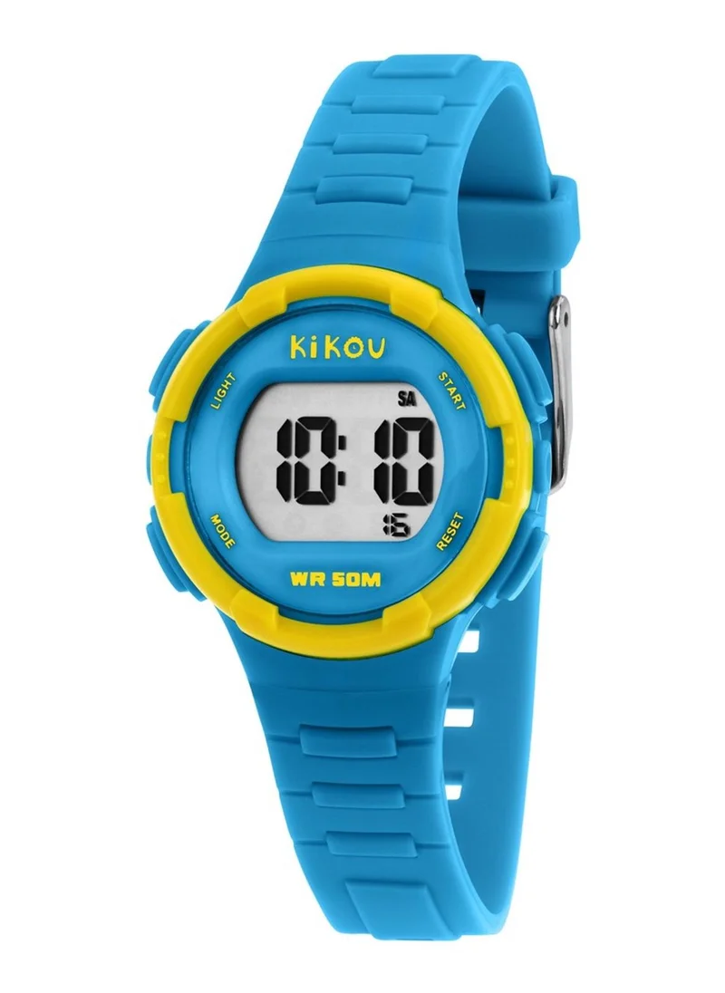 Kikou Neon Kids Digital Watch for Boys & Girls - Blue Sunray Dial, 31mm Round Case, Blue Polyurethane Strap, Quartz, 50M Water Resistant - R4551107005