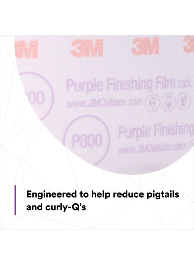 3M Hookit Purple Finishing Film Abrasive Disc 30670, 6 in, 800+ Grade, 50 Pack, Clear Coat Sanding, Paint Finishing, Defect Removal, Long Lasting - Image 5