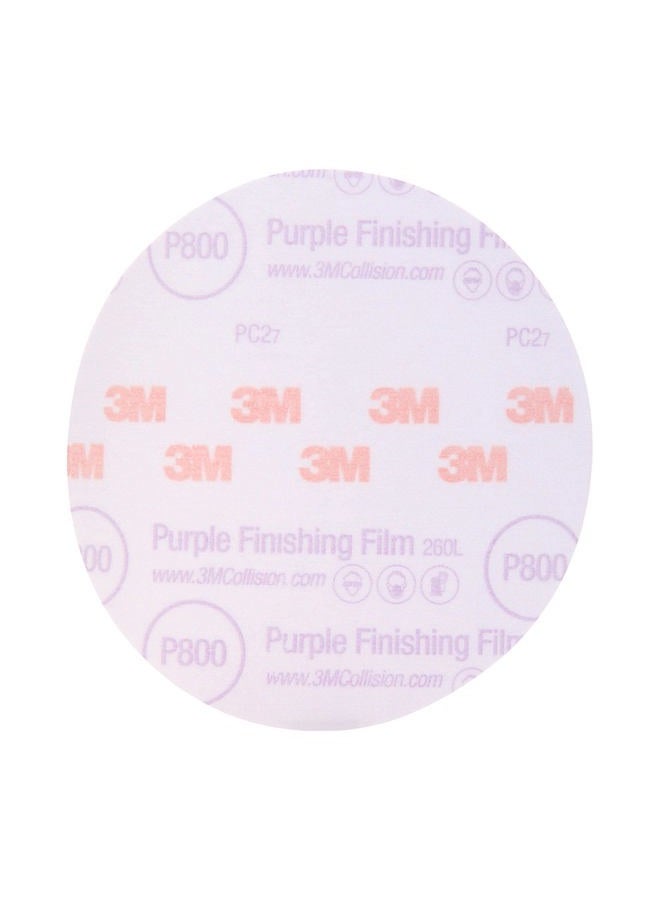 3M Hookit Purple Finishing Film Abrasive Disc 30670, 6 in, 800+ Grade, 50 Pack, Clear Coat Sanding, Paint Finishing, Defect Removal, Long Lasting - Image 1