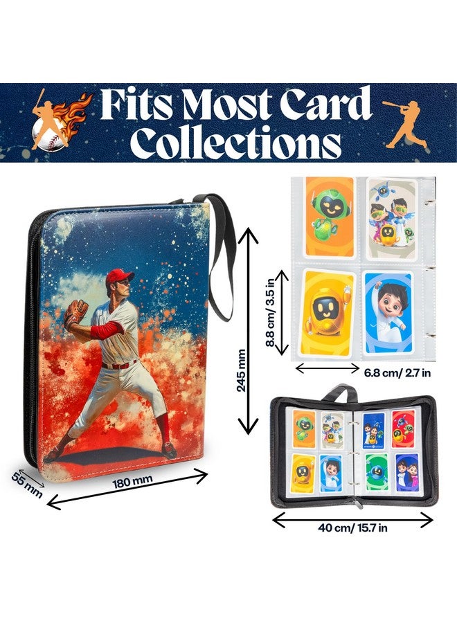 Baseball Card Album with Sleeves 400-Pocket Storage - Baseball Binder for Trading Cards with Durable 3-Ring System and Zipper Closure - Baseball Card Collector Gifts  - Image 4