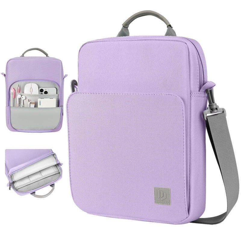 Dadanism 12.9 Inch Tablet Sleeve Shoulder Bag Carrying Case with Handle for iPad Pro 12.9 M2 6th/5th/4th/3rd Gen, 12.4" Galaxy Tab S9 FE+/S9+/S8+/S7 FE/S7+, 12.3" Surface Pro 8/7/6/5/4/X, Grey Purple - Image 1