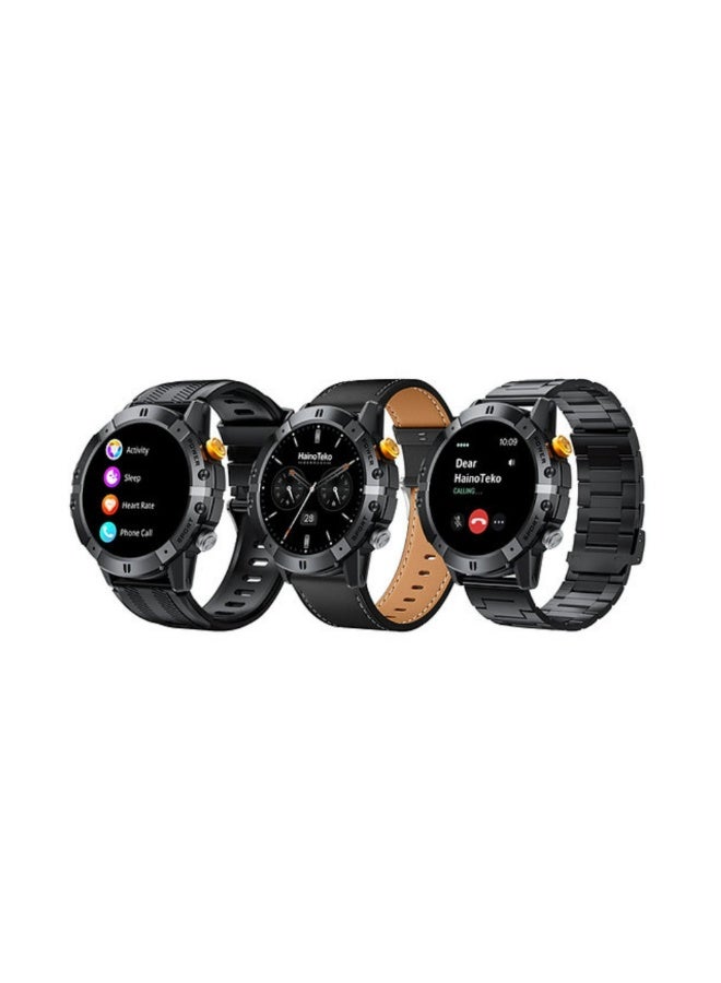 Haino Teko RW-58 Waterproof Smartwatch With Largescreen AMOLED Display 3 Interchangeable Straps and Charging Cable Designed for Men -Black - Image 1