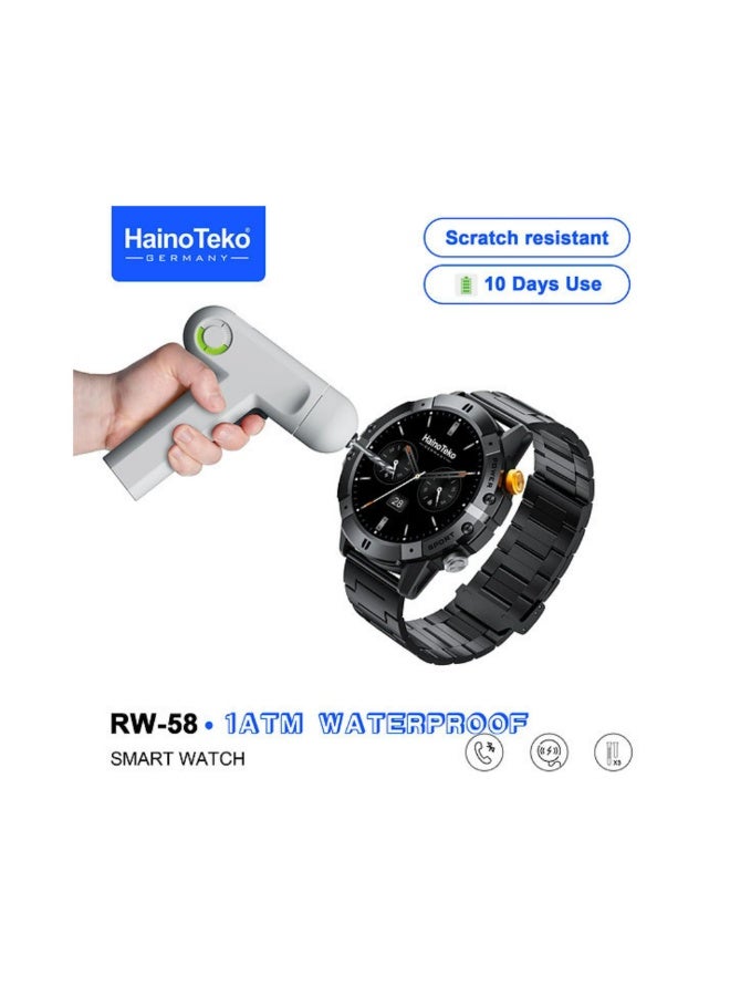 Haino Teko RW-58 Waterproof Smartwatch With Largescreen AMOLED Display 3 Interchangeable Straps and Charging Cable Designed for Men -Black - Image 3