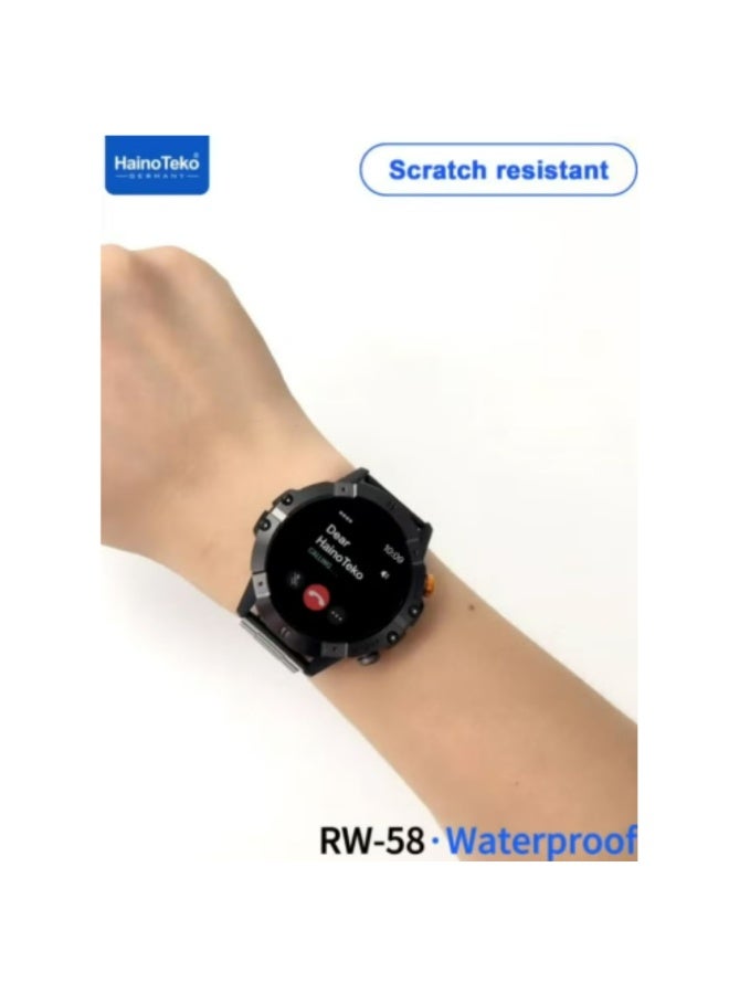 Haino Teko RW-58 Waterproof Smartwatch With Largescreen AMOLED Display 3 Interchangeable Straps and Charging Cable Designed for Men -Black - Image 4