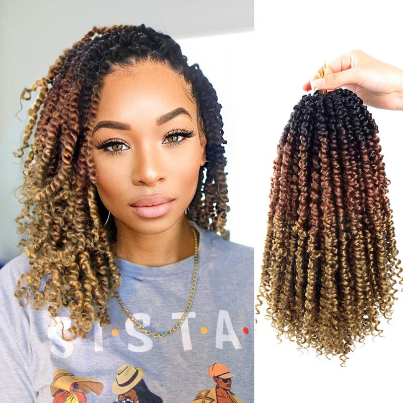 Pretwisted Passion Twist Crochet Hair 12 Inch Ombre Passion Twist Hair 8 Packs Ombre Crochet Hair Pre Looped Passion Twists Crochet Braids Bohemian Crochet Hair for Women Girls and Kids T1B3027