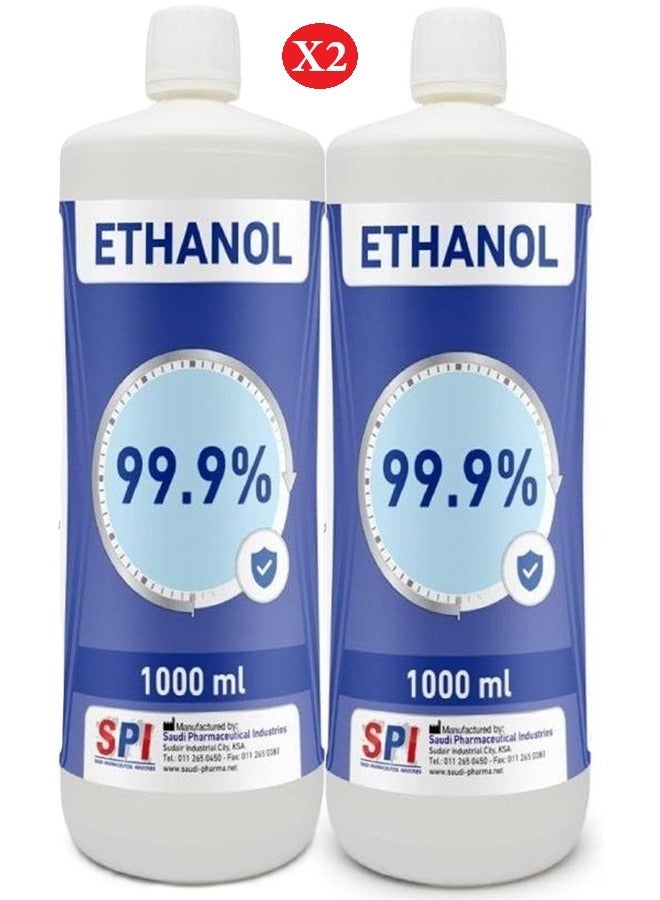 إس بي أي كحول إيثانول 99.9% محلول مطهر ومعقم لليدين والأسطح  والمعدات والتطهير العام - سريع الجفاف من إس بي آي (عدد 2 عبوة 1000 مل)  - Image 1