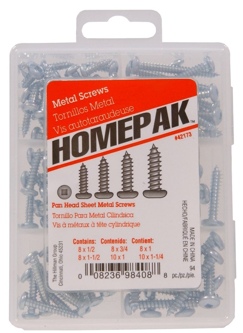 Homepak 42173 Pan-Head Square Drive Sheet Metal Screws Zinc - Image 1