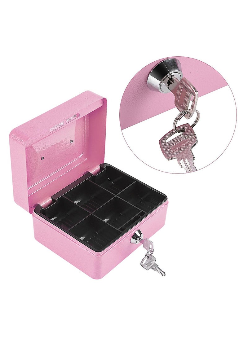 Mini Portable Steel Petty Lockable Cash Money Coin Safe Security Box Household Pink  - Image 3