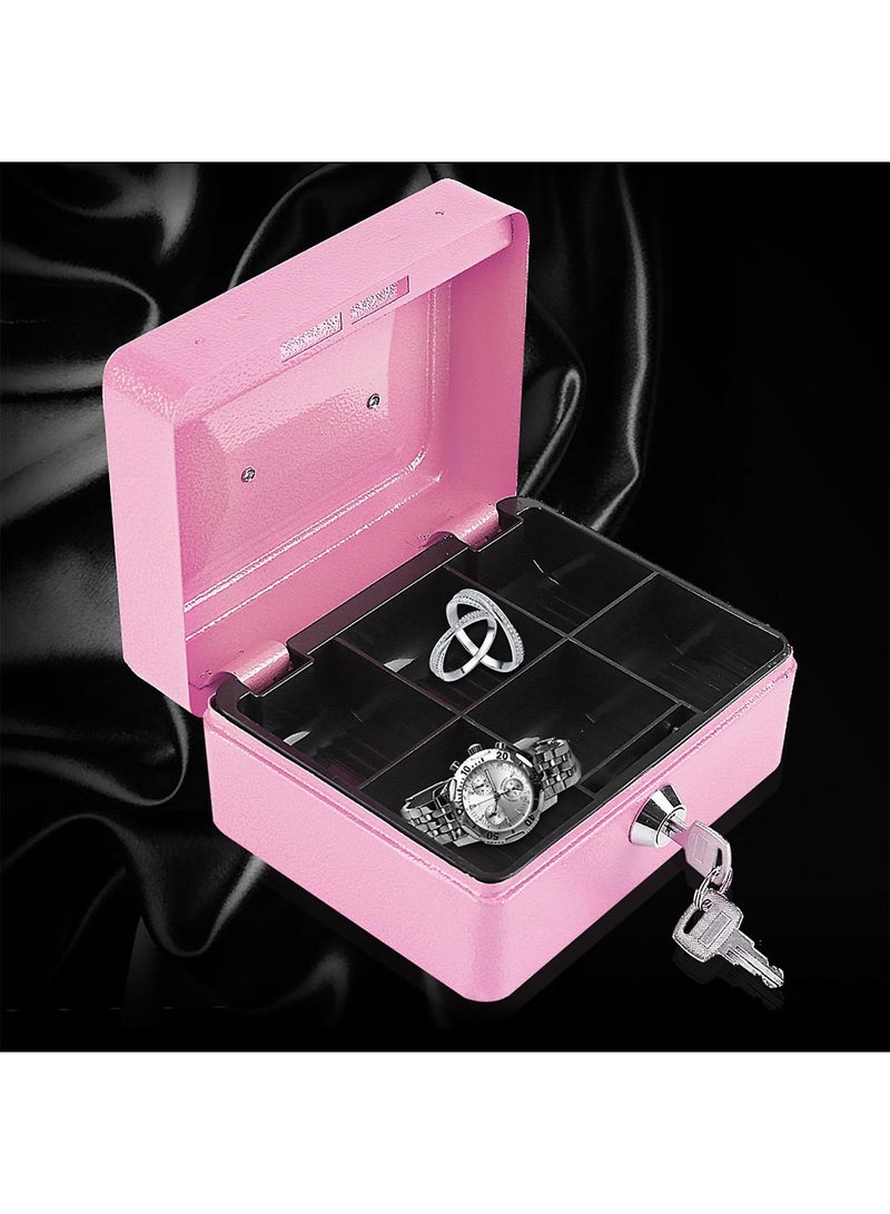 Mini Portable Steel Petty Lockable Cash Money Coin Safe Security Box Household Pink  - Image 5