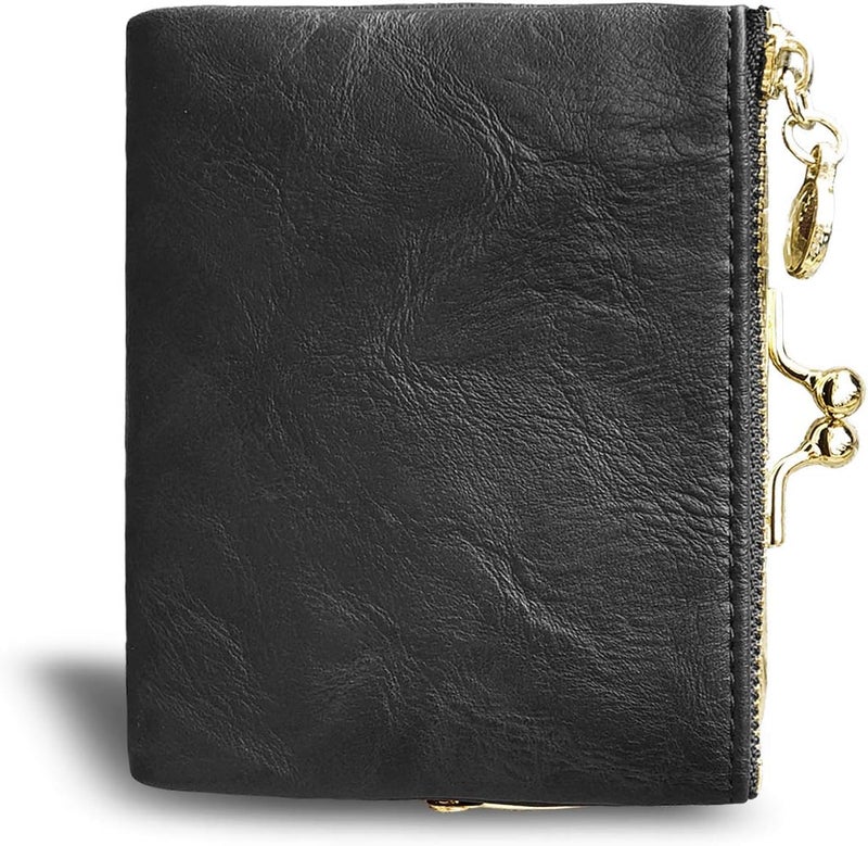 AOXONEL Womens Wallet Small Rfid Ladies Compact Bifold Leather Vintage Coin Purse With Zipper and Kiss Lock - Image 4
