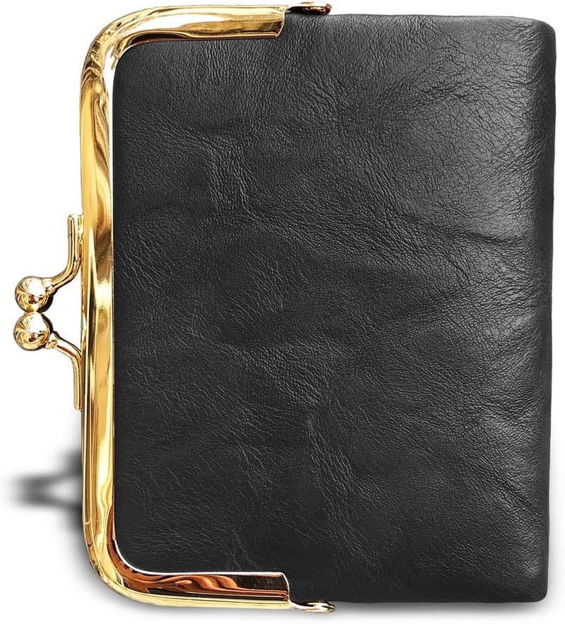 AOXONEL Womens Wallet Small Rfid Ladies Compact Bifold Leather Vintage Coin Purse With Zipper and Kiss Lock - Image 3
