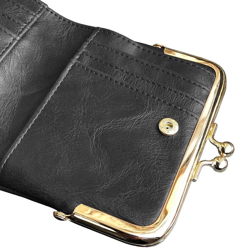 AOXONEL Womens Wallet Small Rfid Ladies Compact Bifold Leather Vintage Coin Purse With Zipper and Kiss Lock - Image 5