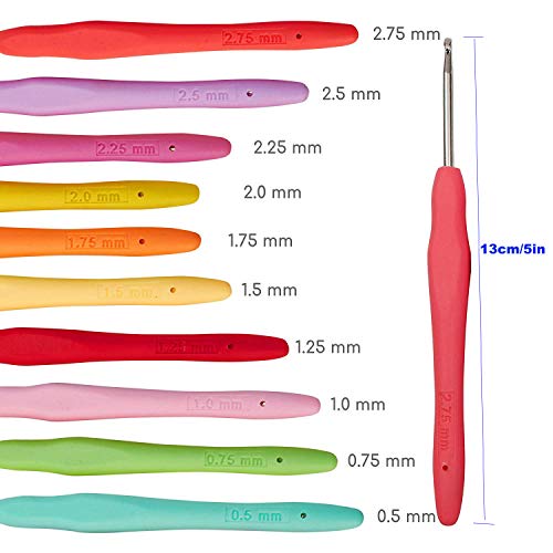 MTGHYARE 10 Small Sizes Lace Crochet Hooks Set 0.5mm - 2.75mm Ergonomic Soft Grip Handle Crochet Hook Needles Thread Crochet Hooks Yarn Lace Knitting Needles - Image 4