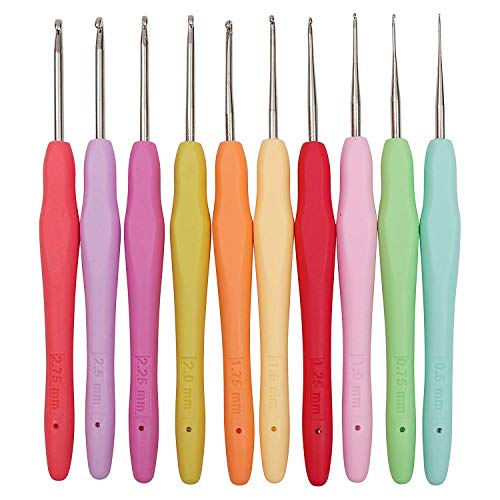 MTGHYARE 10 Small Sizes Lace Crochet Hooks Set 0.5mm - 2.75mm Ergonomic Soft Grip Handle Crochet Hook Needles Thread Crochet Hooks Yarn Lace Knitting Needles - Image 5