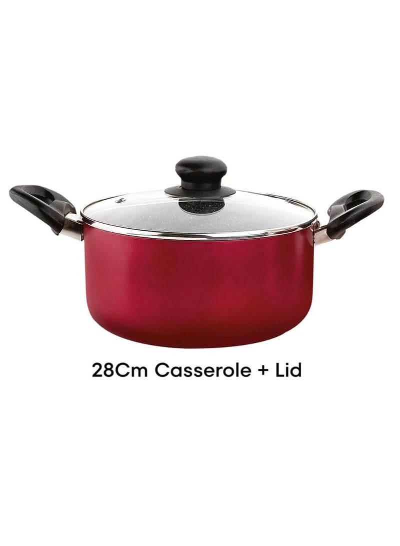 Bisbell 10-Piece Non-Stick Cookware Set with Glass Lids and Utensils – Red, Durable Aluminium Pots and Frypan - Image 2
