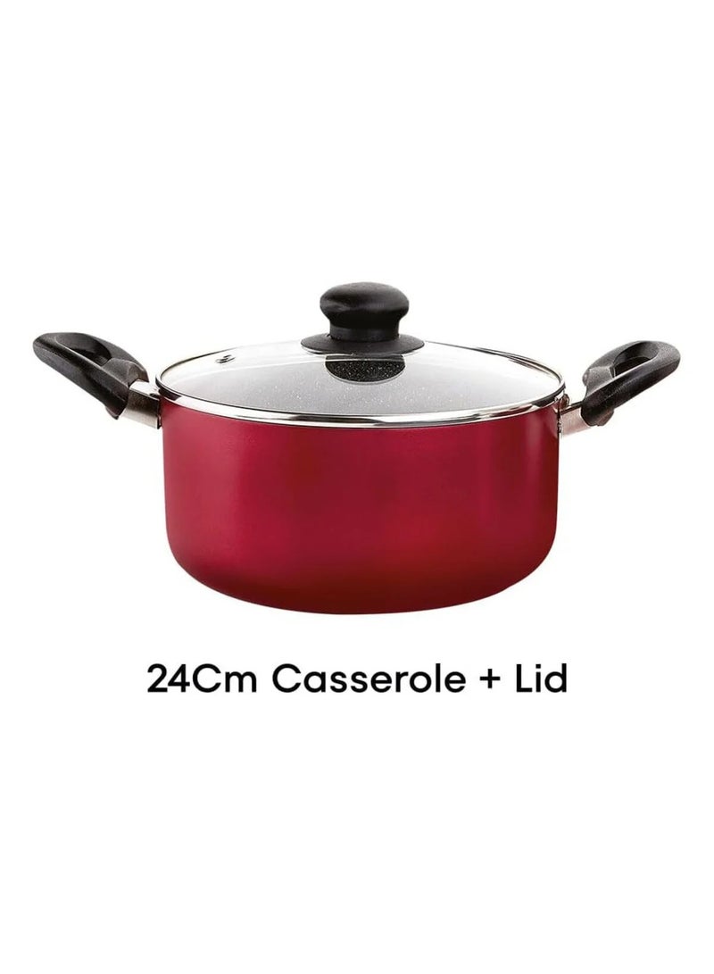 Bisbell 10-Piece Non-Stick Cookware Set with Glass Lids and Utensils – Red, Durable Aluminium Pots and Frypan - Image 3
