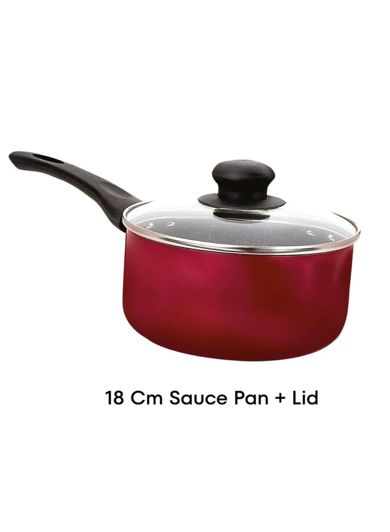 Bisbell 10-Piece Non-Stick Cookware Set with Glass Lids and Utensils – Red, Durable Aluminium Pots and Frypan - Image 5