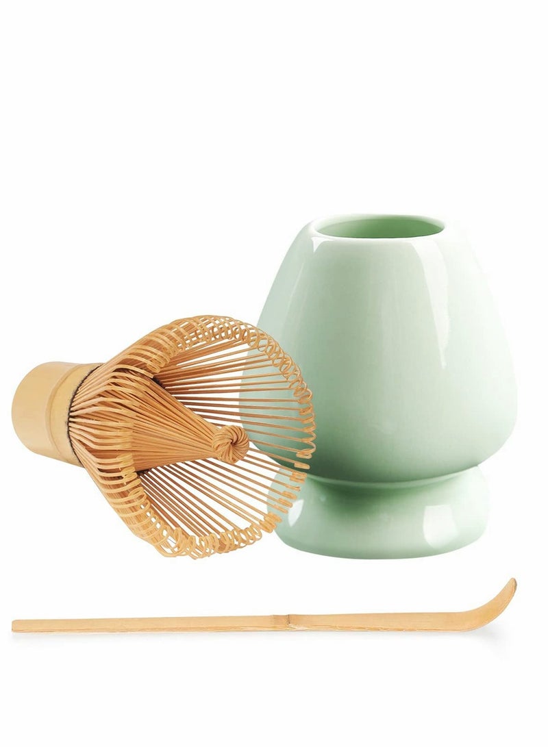 SYOSI Japanese Tea Set, Traditional Matcha Tool Set, Matcha Ceremony Accessories, Matcha Blender, Blender, Tea Spoon (3 Piece Set, White) - Image 1