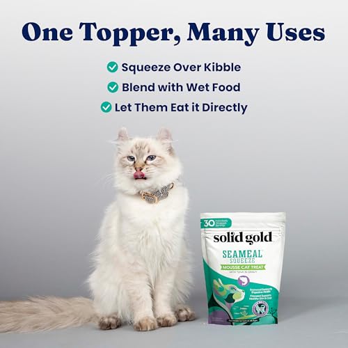 Solid Gold Lickable Cat Treats - Limited Ingredient Chicken SeaMeal™ Squeezable Healthy Cat Treats for Indoor Cats - Snack & Topper Squeeze Ups for Cats w/Seaweed for Gut & Immune Support - 3oz/30ct - Image 3