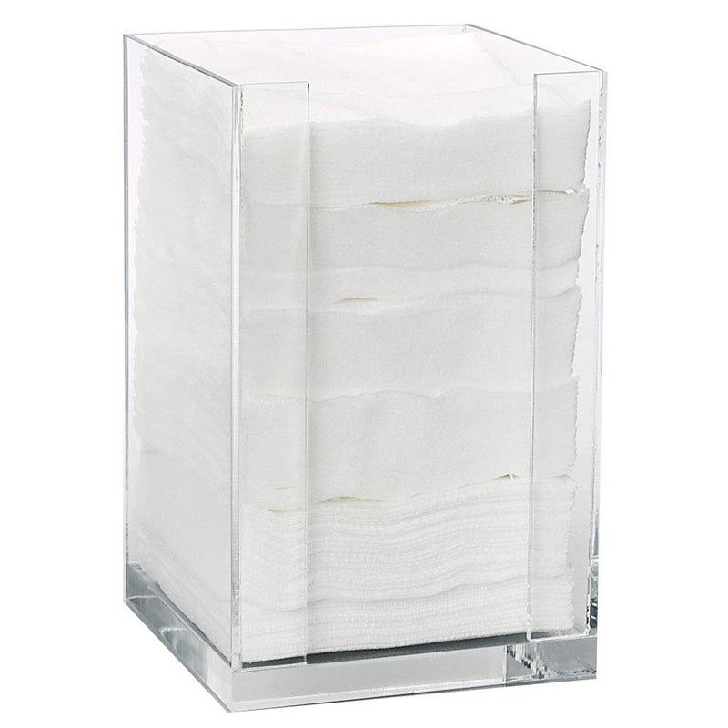 ForPro Square Pad Dispenser Clear Acrylic Open Sides and Top Dispenser Fits 4 x 4 Cotton Pads 7 H x 425 W x 425 L