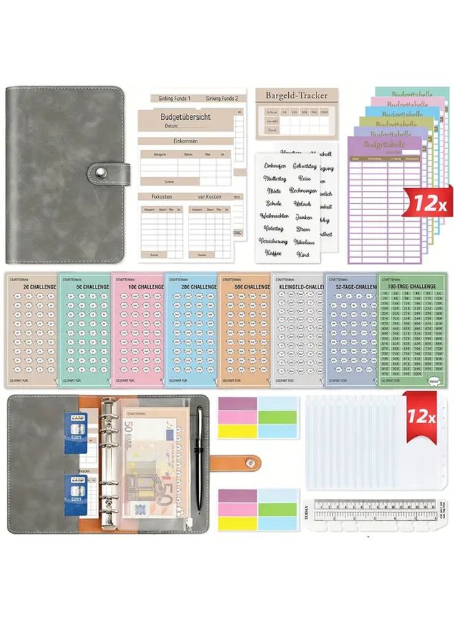 مجموعة التحدي للتوفير من Pink A6 مخطط الميزانية كتيب التخطيط المالي مجلد تعبئة النقود - Image 1
