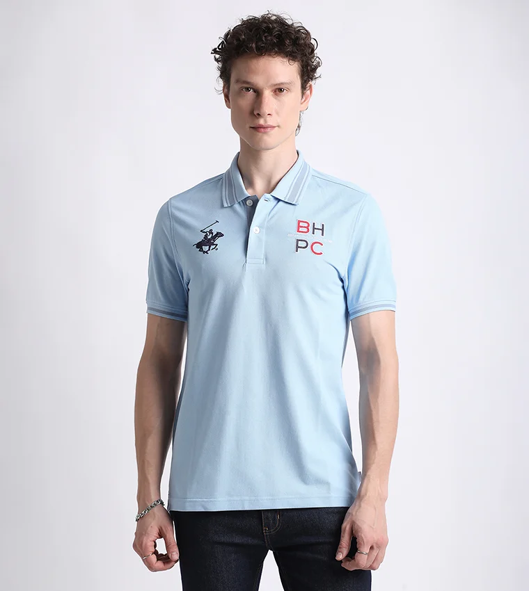 بيفرلي هيلز بولو كلوب تيشيرت بولو بأكمام قصيرة مطرز بشعار