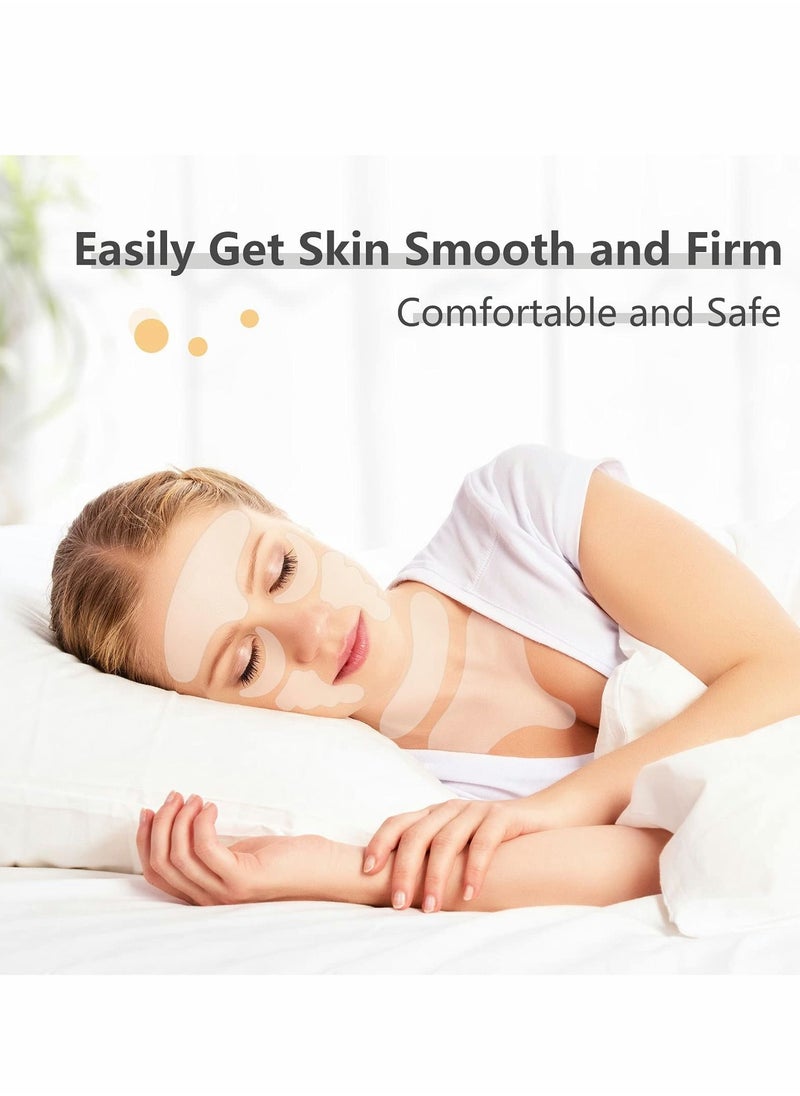 Y&D 2 Pieces Reusable Silicone Facial Mask, 30 Chest/Face Wrinkle Patches, Face Forehead Patches Sleeping Mask Cover for Smoothing Chest Neck Eye Mouth  - Image 2