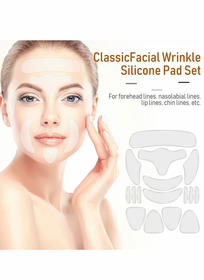 Y&D 2 Pieces Reusable Silicone Facial Mask, 30 Chest/Face Wrinkle Patches, Face Forehead Patches Sleeping Mask Cover for Smoothing Chest Neck Eye Mouth  - Image 3