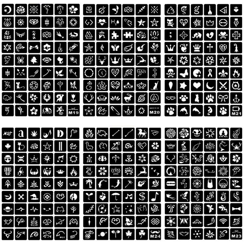 ChurlChurl 761pcs Temporary Tattoo Stencils, 20 Sheets Face Body Paint Henna Stencils Kit, Glitter Tattoo Stencils for Man Women Birthdays Halloween Christmas Party Favor Supplies - Image 3