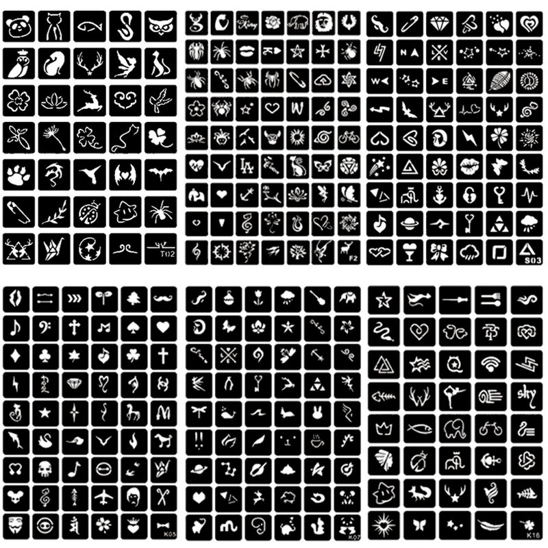 ChurlChurl 761pcs Temporary Tattoo Stencils, 20 Sheets Face Body Paint Henna Stencils Kit, Glitter Tattoo Stencils for Man Women Birthdays Halloween Christmas Party Favor Supplies - Image 4