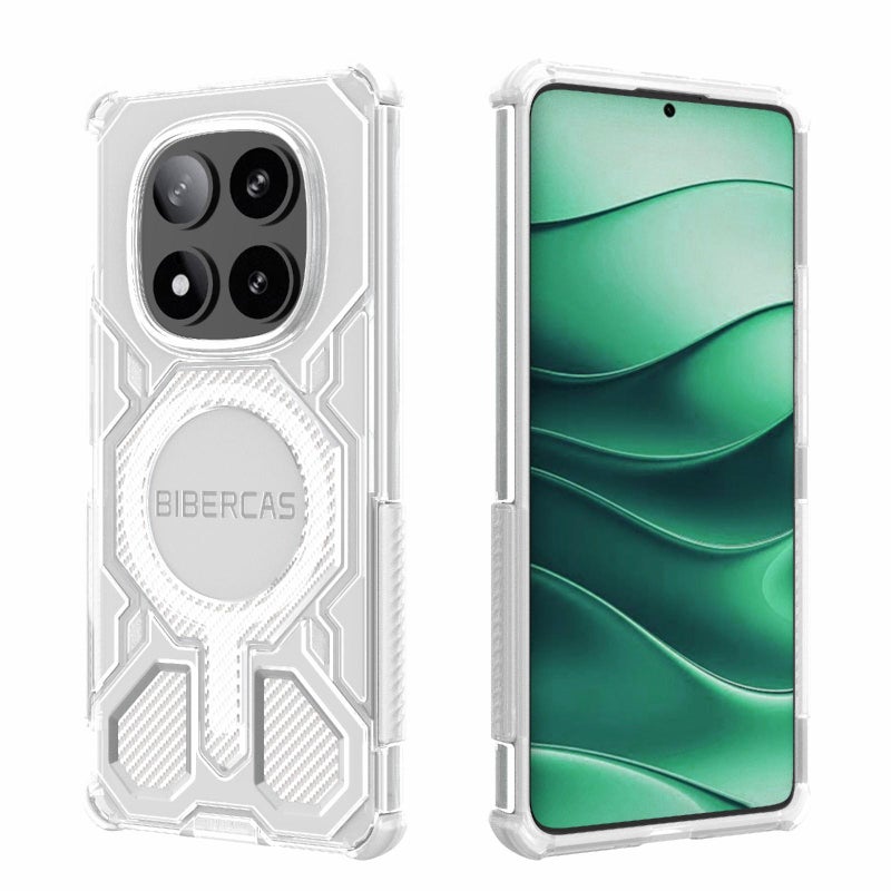 BIBERCAS For Redmi Note 14 Pro 5G Transparent Color Series Magsafe Air Bag Shockproof Phone Case(White) - Image 1