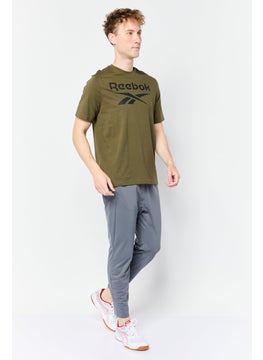 Reebok Men Sportswear Fit Short Sleeve Outdoor T-Shirt, Dark Olive  - Image 3
