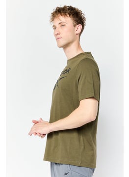 Reebok Men Sportswear Fit Short Sleeve Outdoor T-Shirt, Dark Olive  - Image 4