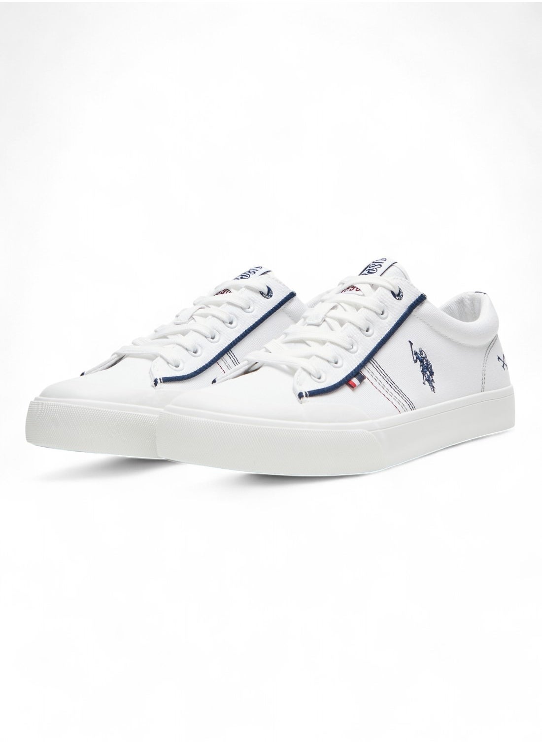 U.S. Polo Assn. Men's White Classic Low-Top Sneakers,Lightweight Casual Shoes for Everyday Style 