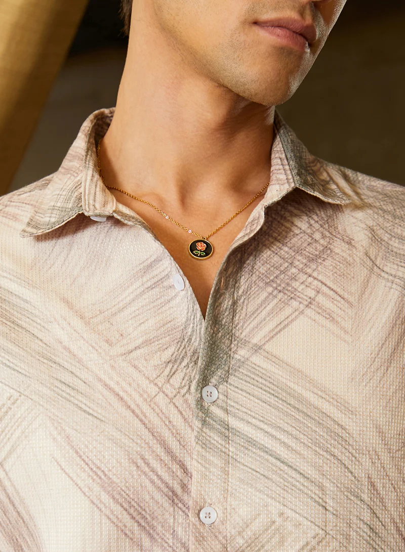 كامبوس سوترا Men's Saltbox Beige Faded Strokes Shirt