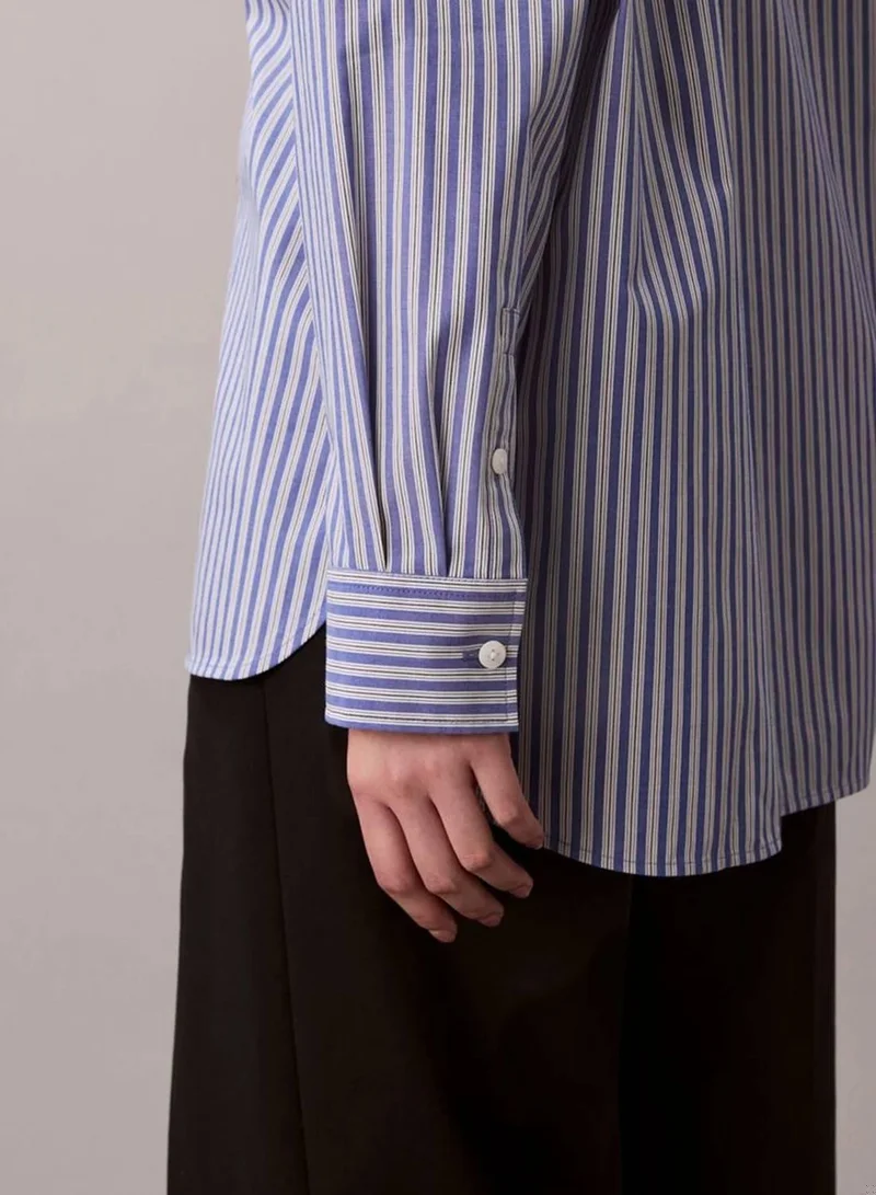 Calvin Klein Jeans Cobalt Cotton Poplin Striped Shirt for Women | Best Price UAE