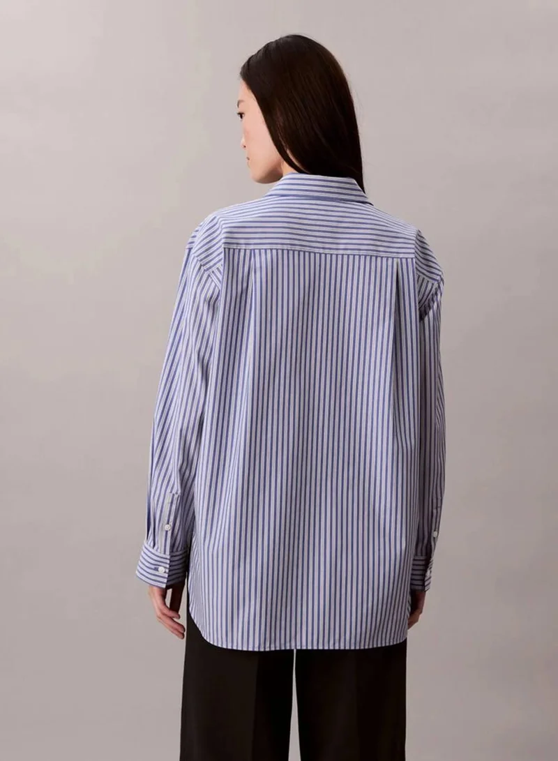 Calvin Klein Jeans Cobalt Cotton Poplin Striped Shirt for Women | Best Price UAE