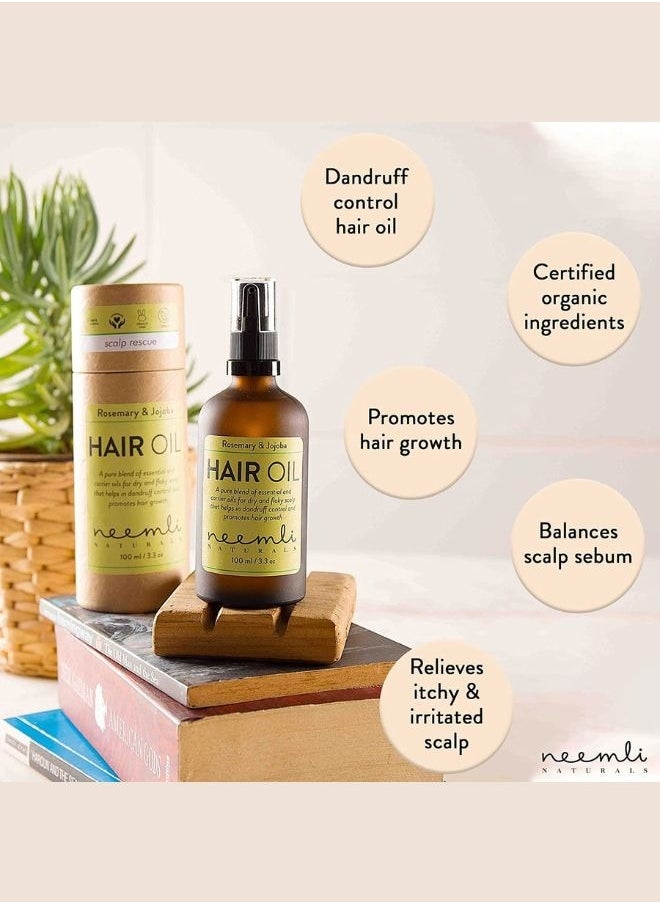 Rosemary and Jojoba Hair Oil | Controls Dandruff, Balances scalp sebum, reduces Premature hair greying and Promotes Hair Growth -100 ml