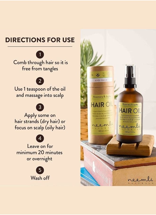 Rosemary and Jojoba Hair Oil | Controls Dandruff, Balances scalp sebum, reduces Premature hair greying and Promotes Hair Growth -100 ml
