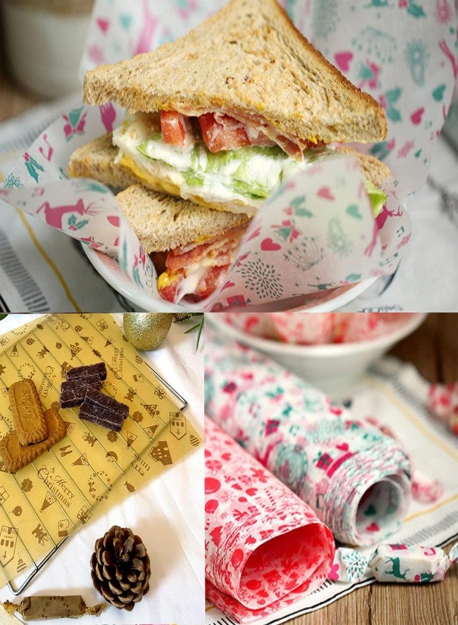 Suiwen 150 Christmas Wax Sheets for Food Wrapping, Tissue Paper for Candy Cookies, Sandwich Wrapping, Fried Food Basket Liner, Greaseproof Paper (Red, Green, Brown) - Image 4
