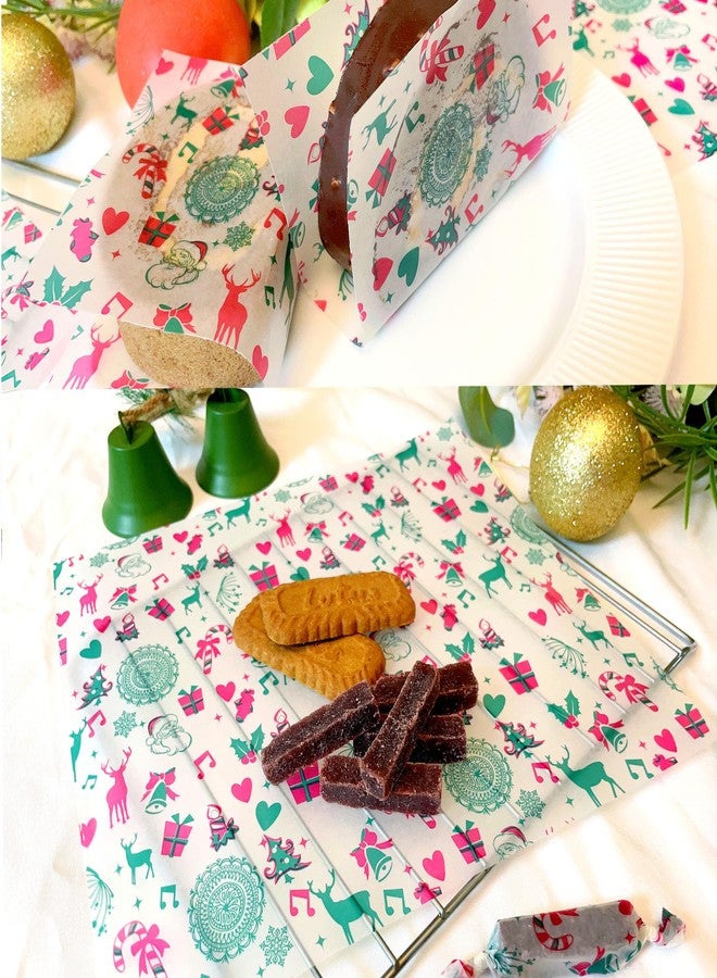 Suiwen 150 Christmas Wax Sheets for Food Wrapping, Tissue Paper for Candy Cookies, Sandwich Wrapping, Fried Food Basket Liner, Greaseproof Paper (Red, Green, Brown) - Image 2
